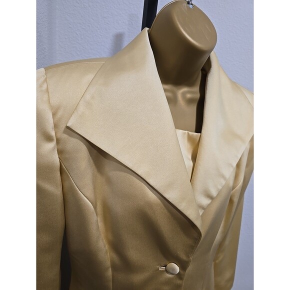 Vintage Rimini Satin Two Piece Maxi Formal Womens 6 Long Jacket Champagne Beige - Picture 2 of 9